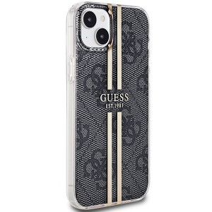 Оригинален гръб GUESS IML 4G Gold Stripe - iPhone 15 Plus / 14 Plus черен - Img 4