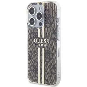 Оригинален гръб GUESS IML 4G Gold Stripe - iPhone 15 Pro Max кафяв - Img 2