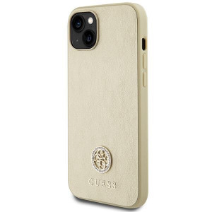 Оригинален гръб GUESS Leather 4G Metal Logo Strass - iPhone 15 златист - Img 2