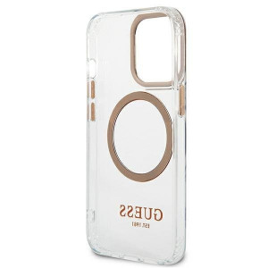 Оригинален гръб GUESS Metal Outline MagSafe GUHMP13XHTRMD - iPhone 13 Pro Max златист - Img 7