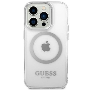 Оригинален гръб GUESS Metal Outline MagSafe GUHMP14XHTRMS - iPhone 14 Pro Max сребрист - Img 3