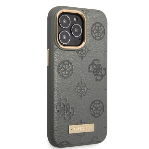 Оригинален гръб GUESS Peony Logo Plate MagSafe GUHMP13XSAPSTG - iPhone 13 Pro Max сив - Img 4