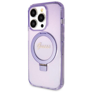 Оригинален гръб GUESS Ring Stand Script Glitter MagSafe - iPhone 13 Pro лилав - Img 2