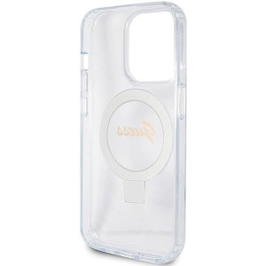 Оригинален гръб GUESS Ring Stand Script Glitter MagSafe - iPhone 15 Pro прозрачен - Img 7