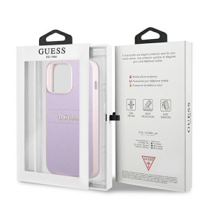 Оригинален гръб GUESS Saffiano Hot Stamp & Metal Logo GUHCP13LPSASBPU - iPhone 13 Pro лилав - Img 8