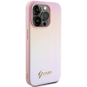 Оригинален гръб GUESS Saffiano Iridescent Script - iPhone 14 Pro розов - Img 4