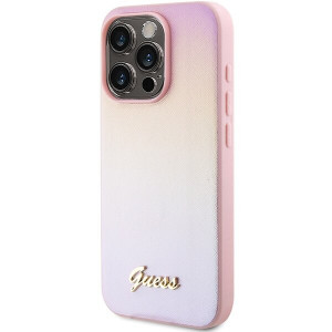 Оригинален гръб GUESS Saffiano Iridescent Script - iPhone 14 Pro Max розов - Img 2