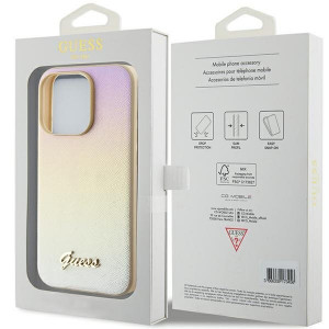Оригинален гръб GUESS Saffiano Iridescent Script - iPhone 15 Pro златист - Img 8