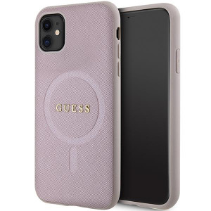 Оригинален гръб GUESS Saffiano MagSafe GUHMN61PSAHMCP - iPhone 11 розов - Img 1