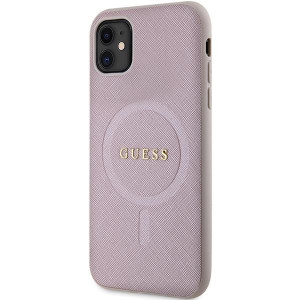Оригинален гръб GUESS Saffiano MagSafe GUHMN61PSAHMCP - iPhone 11 розов - Img 2