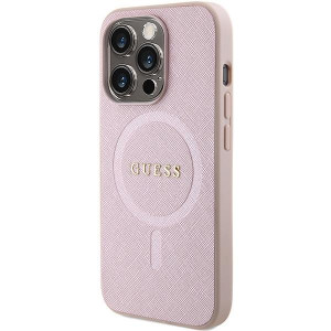 Оригинален гръб GUESS Saffiano MagSafe - iPhone 15 Pro розов - Img 2