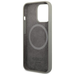 Оригинален гръб GUESS Silicone Logo Plate MagSafe GUHMP13LSPLG - iPhone 13 Pro сив - Img 7