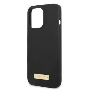 Оригинален гръб GUESS Silicone Logo Plate MagSafe GUHMP13LSPLK - iPhone 13 Pro черен - Img 6