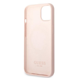 Оригинален гръб GUESS Silicone Logo Plate MagSafe GUHMP13MSBPLP - iPhone 13 розов - Img 7