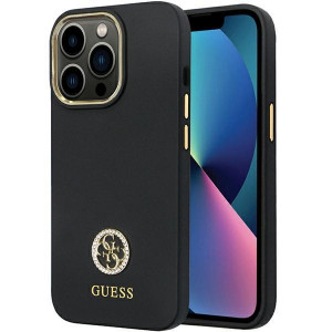 Оригинален гръб GUESS Silicone Logo Strass 4G GUHCP13LM4DGPK case - iPhone 13 Pro черен - Img 1