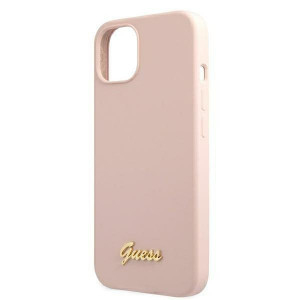 Оригинален гръб GUESS Silicone Script Gold Logo GUHMP13MLSLMGLP MagSafe - iPhone 13 светлорозов - Img 5