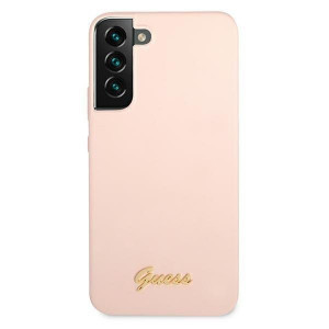 Оригинален гръб GUESS Silicone Script Metal Logo GUHCS22MLSLMGPP - Samsung Galaxy S22+ розов - Img 3