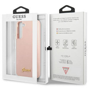 Оригинален гръб GUESS Silicone Script Metal Logo GUHCS23MLSLMGPP - Samsung Galaxy S23+ розов - Img 8
