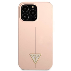 Оригинален гръб GUESS Silicone Triangle Logo GUHCP13LSLTGP - iPhone 13 Pro розов - Img 3
