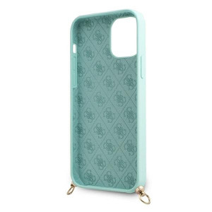 Оригинален гръб GUESS Silicone Vintage Gold Logo GUHCP12LCRTVSBL - iPhone 12 mini светлосин - Img 5