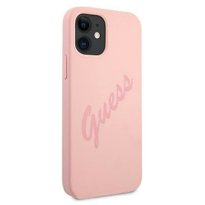 Оригинален гръб GUESS Silicone Vintage Script GUHCP12SLSVSPI - iPhone 12 mini розов - Img 4
