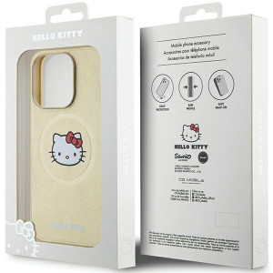 Оригинален гръб Hello Kitty Leather Kitty Head MagSafe - iPhone 13 Pro златист - Img 8