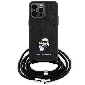 Оригинален гръб KARL LAGERFELD Crossbody Saffiano Metal Pin Karl & Choupette - iPhone 15 Pro Max черен - Img 2