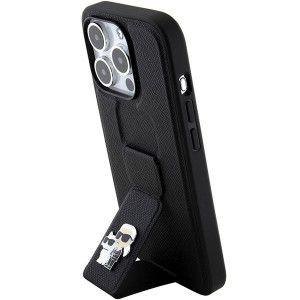 Оригинален гръб KARL LAGERFELD Gripstand Saffiano Karl & Choupette Pins - iPhone 15 Pro Max черен - Img 2
