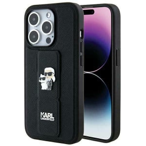 Оригинален гръб KARL LAGERFELD Gripstand Saffiano Karl & Choupette Pins - iPhone 14 Pro черен - Img 1