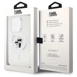 Оригинален гръб KARL LAGERFELD Karl & Choupette Glitter MagSafe - iPhone 15 Pro прозрачен - Img 8
