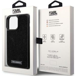 Оригинален гръб KARL LAGERFELD Rhinestone Logo Metal Plate - iPhone 15 Pro Max черен - Img 8
