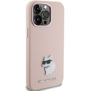Оригинален гръб KARL LAGERFELD Silicone Choupette Metal Pin - iPhone 15 Pro розов - Img 4