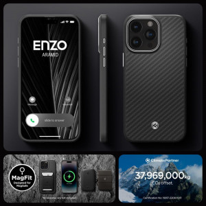 Оригинален гръб SPIGEN Enzo Aramid MagSafe - iPhone 15 Pro черен мат - Img 15