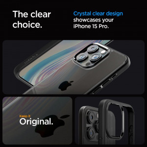 Оригинален гръб SPIGEN Ultra Hybrid - iPhone 15 Pro черен мат - Img 11