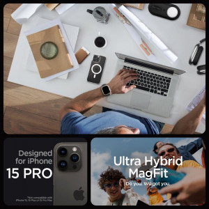 Оригинален гръб SPIGEN Ultra Hybrid MagSafe - iPhone 15 Pro бял - Img 10