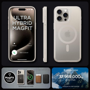 Оригинален гръб SPIGEN Ultra Hybrid MagSafe - iPhone 15 Pro matte natural titanium - Img 13