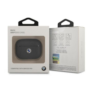 Оригинален калъф за слушалки от естествена кожа BMW Silver Logo BMAPSSLNA - AirPods Pro тъмносин - Img 3