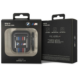 Оригинален калъф за слушалки BMW Multiple Colored Lines BMA222SWTK - AirPods 1 / 2 черен - Img 3