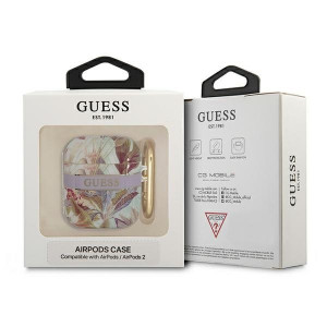 Оригинален калъф за слушалки GUESS Flower Strap GUA2HHFLU - AirPods 1 / 2 лилав - Img 3