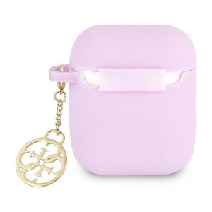 Оригинален калъф за слушалки GUESS Silicone Charm 4G GUA2LSC4EU - AirPods лилав - Img 2