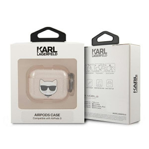 Оригинален калъф за слушалки Karl LAGERFELD Glitter Choupette KLA3UCHGD - AirPods 3 златист - Img 3