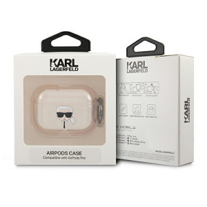 Оригинален калъф за слушалки Karl LAGERFELD Glitter Karl's Head KLAPUKHGD - AirPods Pro златист - Img 3