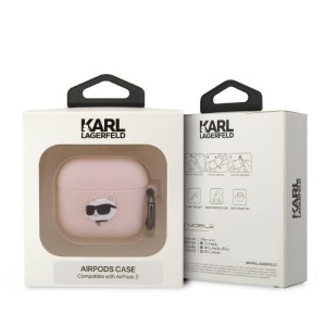 Оригинален калъф за слушалки Karl LAGERFELD Silicone Choupette Head 3D KLA3RUNCHP - AirPods 3 розов - Img 3