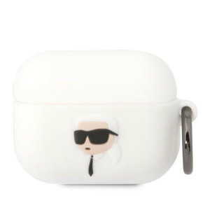 Оригинален калъф за слушалки Karl LAGERFELD Silicone Karl Head 3D KLAPRUNIKH - AirPods Pro бял - Img 1