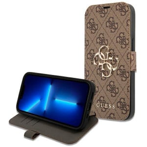 Оригинален калъф тип книга GUESS 4G Big Metal Logo GUBKP13X4GMGBR - iPhone 13 Pro Max кафяв - Img 7