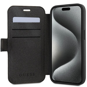 Оригинален калъф тип книга GUESS 4G Metal Logo - iPhone 15 Pro сив - Img 5