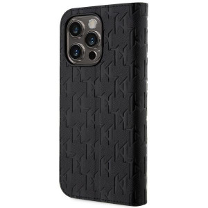 Оригинален калъф тип книга KARL LAGERFELD Saffiano Monogram KLBKP14LSAKLHPK - iPhone 14 Pro черен - Img 2