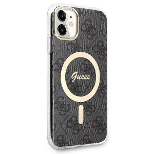 Оригинален комплект GUESS 4G Print (гръб + зарядно) MagSafe GUBPN61H4EACSK - iPhone 11 черен - Img 4