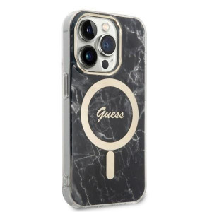 Оригинален комплект GUESS Marble (гръб + зарядно) MagSafe GUBPP14XHMEACSK - iPhone 14 Pro Max черен - Img 4