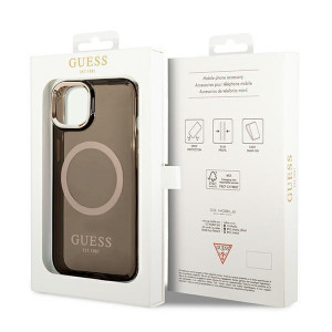 Оригинален полупрозрачен твърд гръб GUESS Gold Outline MagSafe GUHMP14SHTCMK - iPhone 14 черен - Img 8